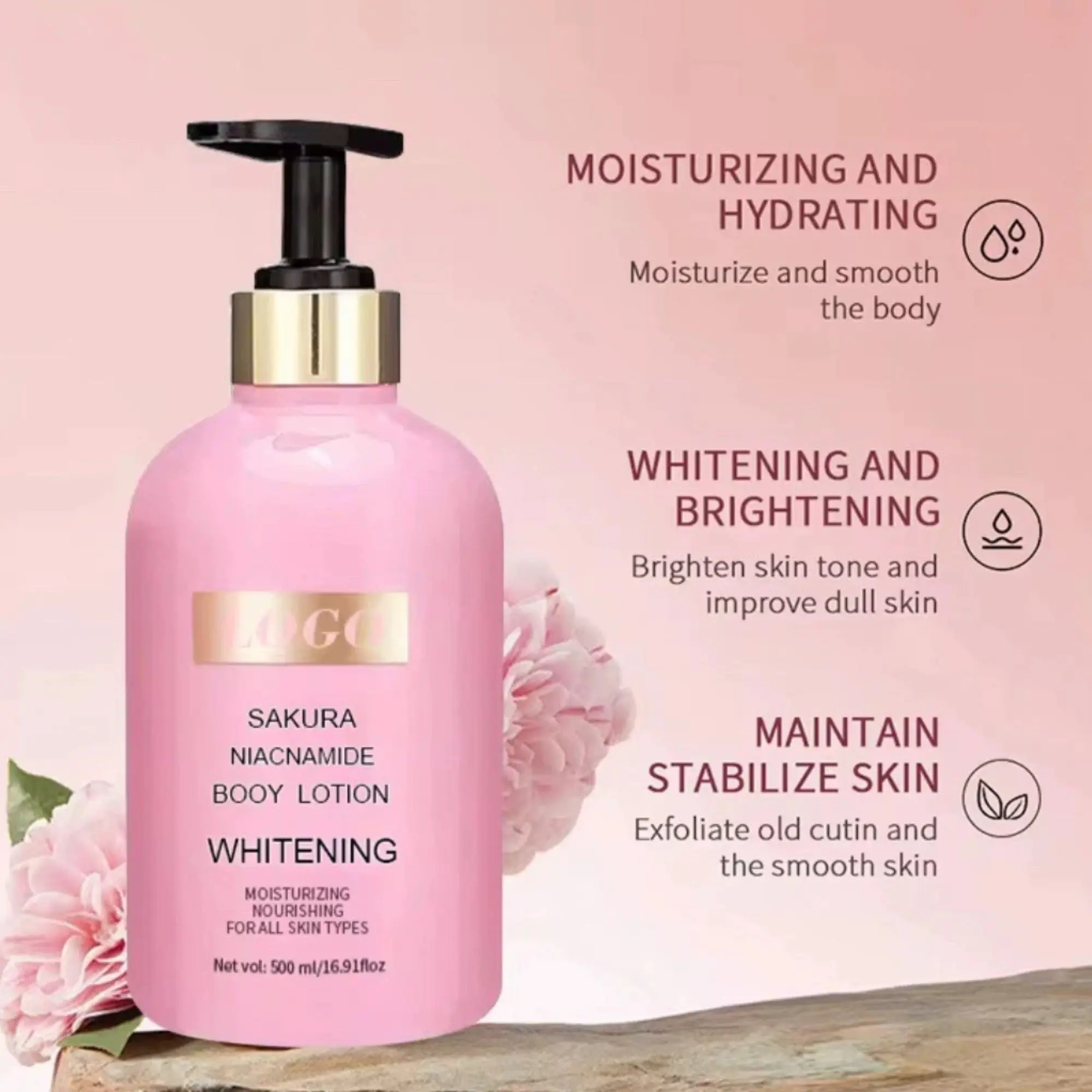 Shawill Sakura Niacinamide Whitening Body Lotion – 500ml - Image 4