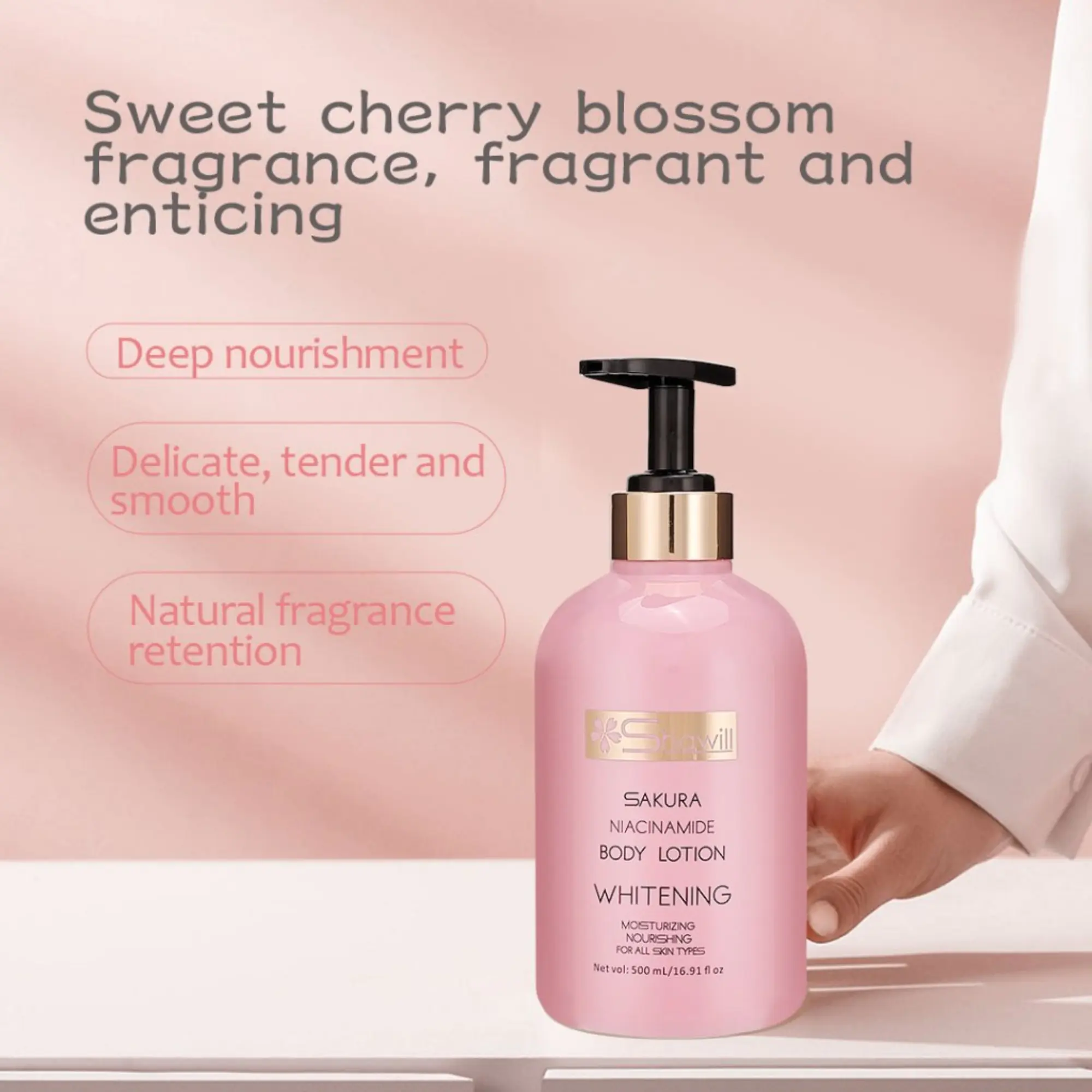 Shawill Sakura Niacinamide Whitening Body Lotion – 500ml - Image 8
