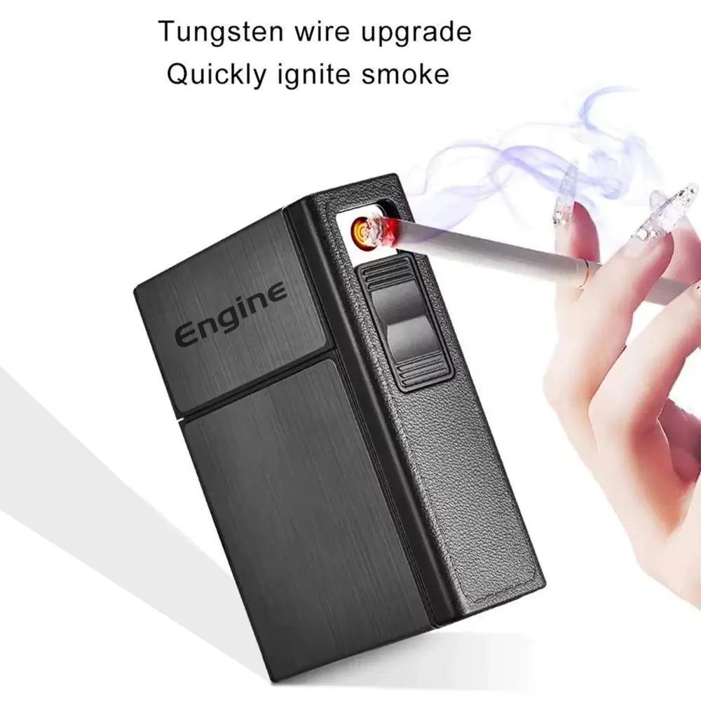 Premium Cigarette Case with USB Rechargeable Lighter - Image 1